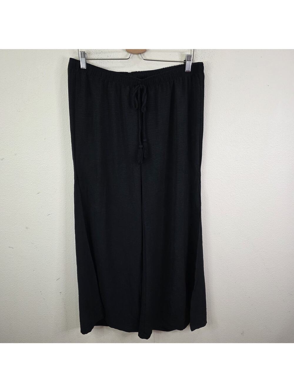 Portocruz Swim Cover Up Sheer Black Pants Large Resort Wear Side Slit